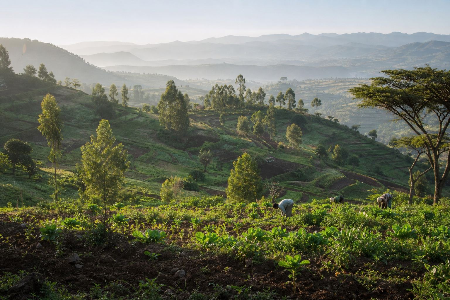 Terraced farmland in the Ethiopian highlands